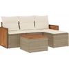 Image de vidaXL - 5-delige - Loungeset - met - kussens - poly - rattan - beige