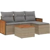 Image de vidaXL - 5-delige - Loungeset - met - kussens - poly - rattan - beige