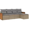 Image de vidaXL - 5-delige - Loungeset - met - kussens - poly - rattan - beige