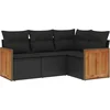 Image de vidaXL - 4-delige - Loungeset - met - kussens - poly - rattan - zwart