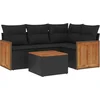 Image de vidaXL - 5-delige - Loungeset - met - kussens - poly - rattan - zwart
