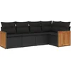 Image de vidaXL - 5-delige - Loungeset - met - kussens - poly - rattan - zwart