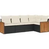 Image de vidaXL - 5-delige - Loungeset - met - kussens - poly - rattan - zwart