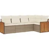 Image de vidaXL - 5-delige - Loungeset - met - kussens - poly - rattan - beige