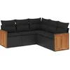 Image de vidaXL - 5-delige - Loungeset - met - kussens - poly - rattan - zwart