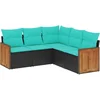 Image de vidaXL - 5-delige - tuinbankset - met - kussens - van - zwart - polyrotan