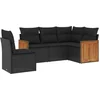Image de vidaXL - 5-delige - Loungeset - met - kussens - poly - rattan - zwart