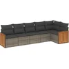 Image de vidaXL - 6-delige - Loungeset - met - kussens - poly - rattan - grijs
