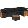 Image de vidaXL - 7-delige - Loungeset - met - kussens - poly - rattan - zwart