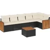 Image de vidaXL - 7-delige - Loungeset - met - kussens - poly - rattan - zwart