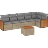 Image de vidaXL - 7-delige - Loungeset - met - kussens - poly - rattan - beige