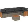 Image de vidaXL - 7-delige - Loungeset - met - kussens - poly - rattan - grijs