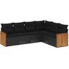 Image de vidaXL - 6-delige - Loungeset - met - kussens - poly - rattan - zwart