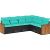 Image de vidaXL - 6-delige - tuinbankset - met - kussens - van - zwart - polyrotan