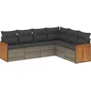 Image de vidaXL - 6-delige - Loungeset - met - kussens - poly - rattan - grijs