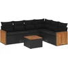 Image de vidaXL - 7-delige - Loungeset - met - kussens - poly - rattan - zwart
