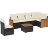 Image de vidaXL - 7-delige - Loungeset - met - kussens - poly - rattan - zwart