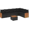 Image de vidaXL - 8-delige - Loungeset - met - kussens - poly - rattan - zwart