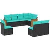 Image de vidaXL - 8-delige - tuinbankset - met - kussens, - zwart - polyrotan