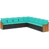 Image de vidaXL - 9-delige - tuinbankset - met - kussens - van - zwart - polyrotan