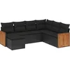 Image de vidaXL - 7-delige - Loungeset - met - kussens - poly - rattan - zwart