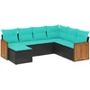 Image de vidaXL - 7-delige - tuinbankset - met - kussens - van - zwart - polyrotan