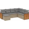 Image de vidaXL - 7-delige - Loungeset - met - kussens - poly - rattan - beige