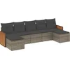 Image de vidaXL - 7-delige - Loungeset - met - kussens - poly - rattan - grijs