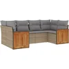 Image de vidaXL - 6-delige - Loungeset - met - kussens - poly - rattan - beige