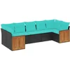 Image de vidaXL - 7-delige - tuinbankset - met - kussens - van - zwart - polyrotan