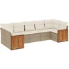 Image de vidaXL - 7-delige - Loungeset - met - kussens - poly - rattan - beige