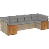 Image de vidaXL - 7-delige - Loungeset - met - kussens - poly - rattan - beige