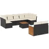 Image de vidaXL - 10-delige - Loungeset - met - kussens - poly - rattan - zwart