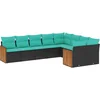 Image de vidaXL - 9-delige - tuinbankset - met - kussens - van - zwart - polyrotan