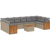 Image de vidaXL - 11-delige - Tuinset - met - kussens - poly - rattan - beige