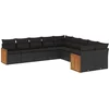Image de vidaXL - 10-delige - Loungeset - met - kussens - poly - rattan - zwart