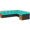 Image de vidaXL - 10-delige - tuinbankset - met - kussens - van - zwart - polyrotan