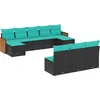 Image de vidaXL - 10-delige - tuinbankset - met - kussens - van - zwart - polyrotan