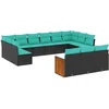 Image de vidaXL - 13-delige - tuinbankset - met - kussens - van - zwart - polyrotan