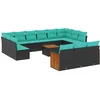 Image de vidaXL - 12-delige - tuinbankset - met - kussens - van - zwart - polyrotan