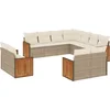 Image de vidaXL - 11-delige - Tuinset - met - kussens - poly - rattan - beige