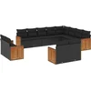 Image de vidaXL - 12-delige - Loungeset - met - kussens - poly - rattan - zwart