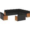Image de vidaXL - 13-delige - Loungeset - met - kussens - poly - rattan - zwart