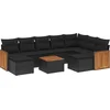 Image de vidaXL - 10-delige - Loungeset - met - kussens - poly - rattan - zwart