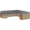 Image de vidaXL - 11-delige - Tuinset - met - kussens - poly - rattan - beige
