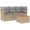 Image de vidaXL - 4-delige - Loungeset - met - kussens - poly - rattan - beige