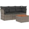 Image de vidaXL - 4-delige - Loungeset - met - kussens - poly - rattan - grijs