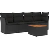 Image de vidaXL - 5-delige - Loungeset - met - kussens - poly - rattan - zwart