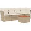 Image de vidaXL - 5-delige - Loungeset - met - kussens - poly - rattan - beige