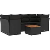 Image de vidaXL - 7-delige - Loungeset - met - kussens - poly - rattan - zwart